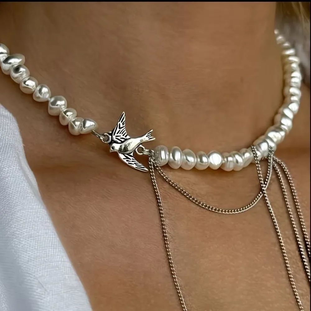 Pearl bird necklace #2319